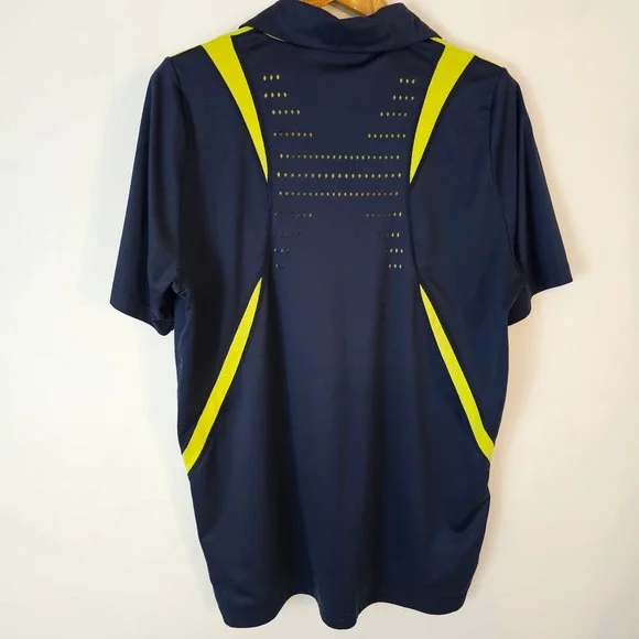 FILA Sport Golf Polo Shirt Men XL Tall Blue Yellow Performance Athletic - Picture 4 of 6